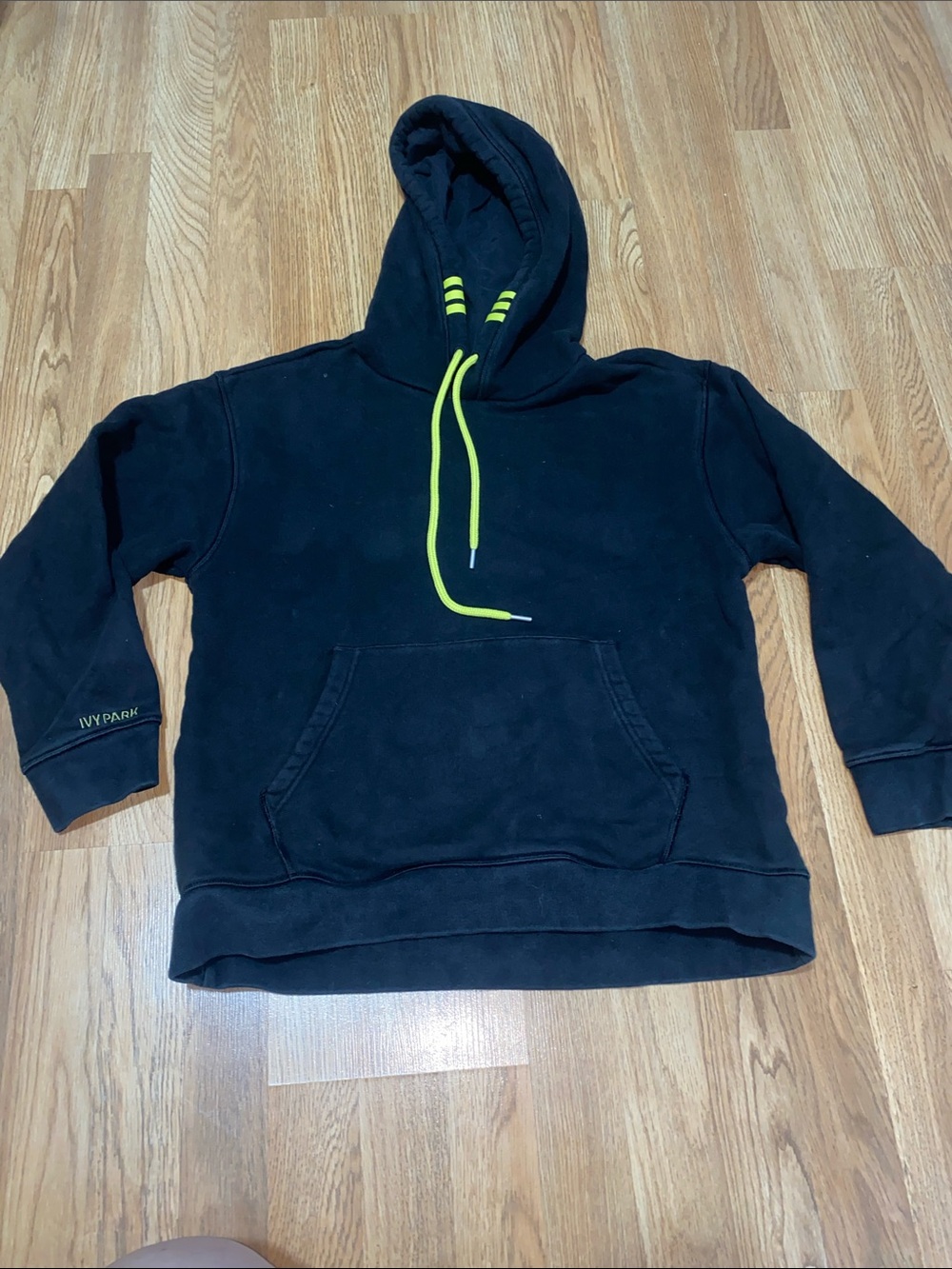 IVY PARK Black Hoodie with Neon Yellow Drawcord